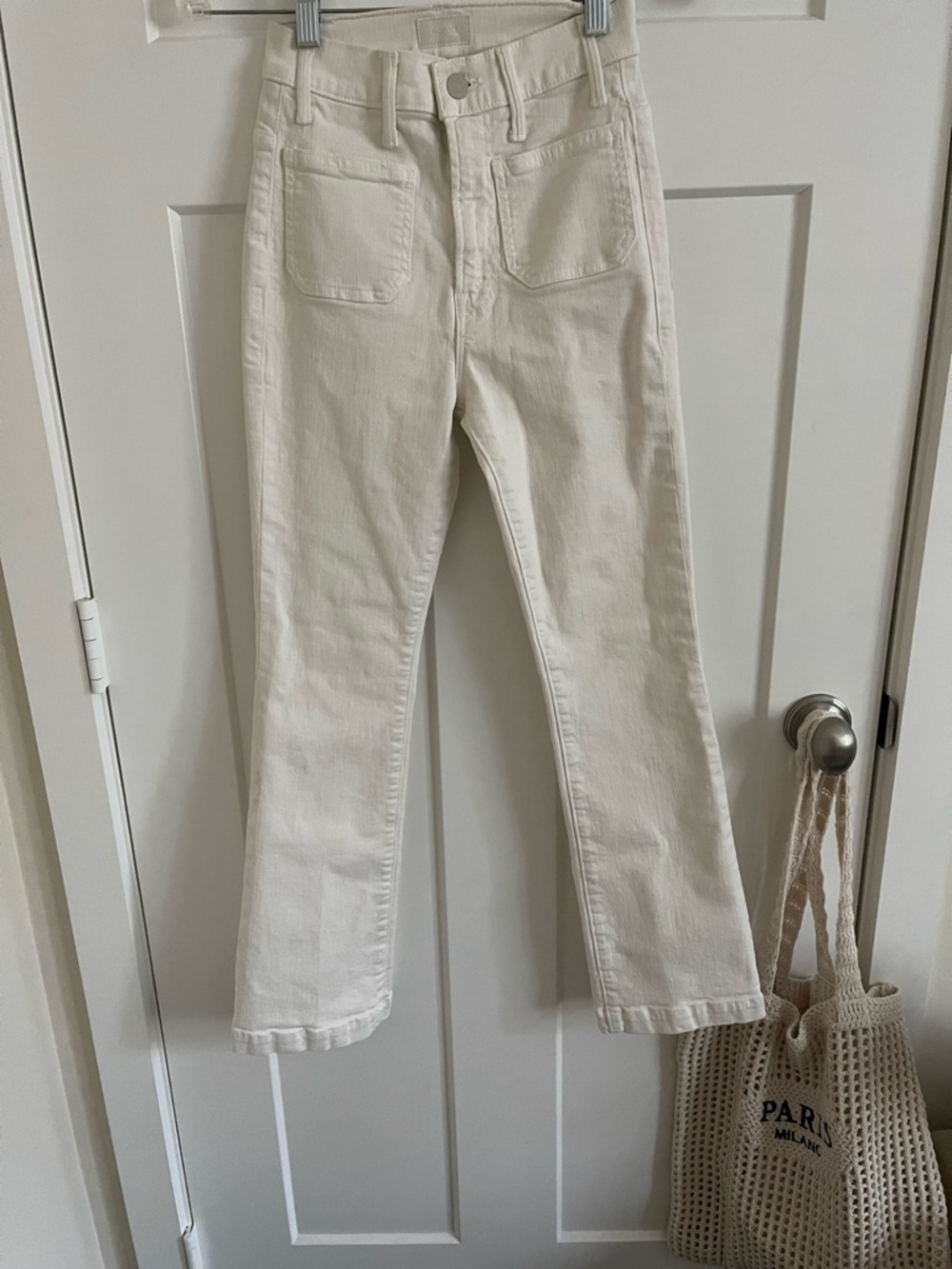 MOTHER Cream Straight-Leg Jeans